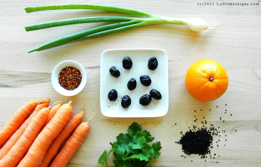 Ingredients for Moroccan Carrot & Olive Salad (c)2011 LaDomestique.com Ingredients for Moroccan Carrot & Olive Salad (c)2011 LaDomestique.com
