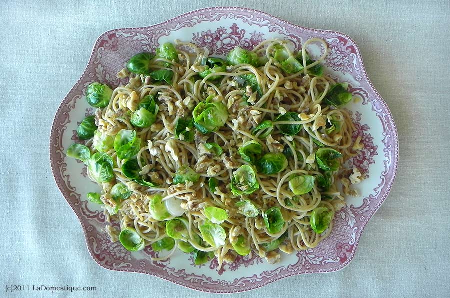 Pasta with Brussels Sprouts, Brown Butter & Walnuts