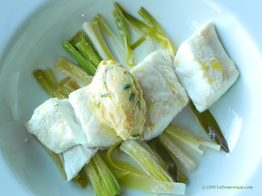 Roasted Halibut & Leeks with Citrus-Chive Butter
