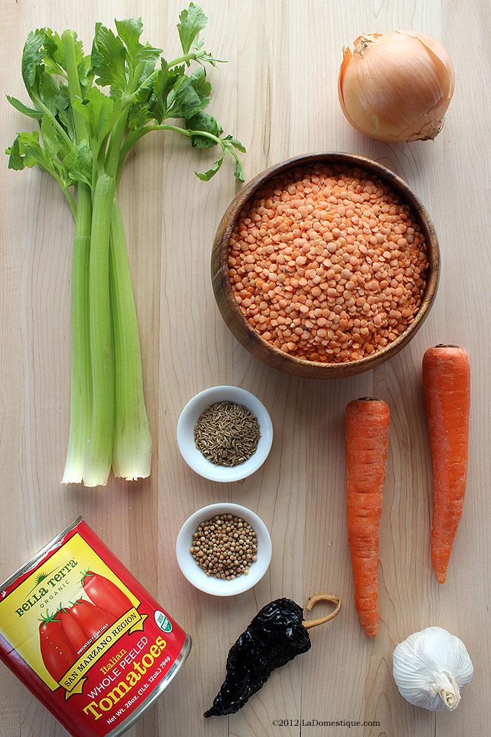 Ingredients for Egyptian Red Lentil Soup (c)2012 LaDomestique.com Ingredients for Egyptian Red Lentil Soup (c)2012 LaDomestique.com