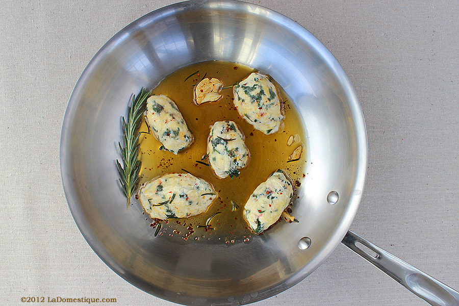 Gnudi with Swiss Chard, Rosemary & Aleppo Pepper