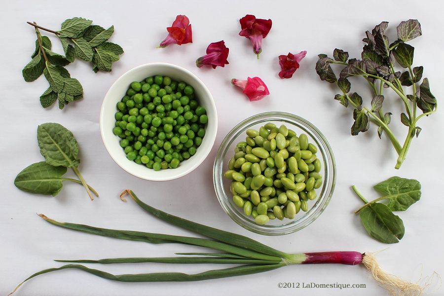 Ingredients for Spring Pea & Herb Salad with Extra-Virgin Olive Oil (c)2012 LaDomestique.com