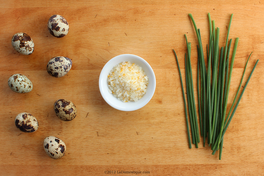 Boiled Quail Eggs with Meyer Lemon Sea Salt & Chives (c)2012 LaDomestique.com Boiled Quail Eggs with Meyer Lemon Sea Salt & Chives (c)2012 LaDomestique.com