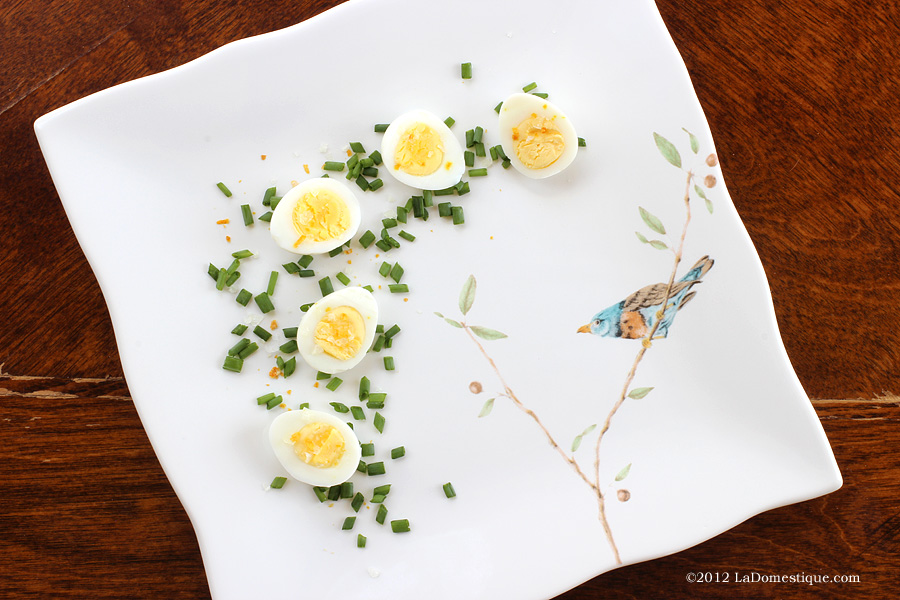 Boiled Quail Eggs with Meyer Lemon Sea Salt & Chives