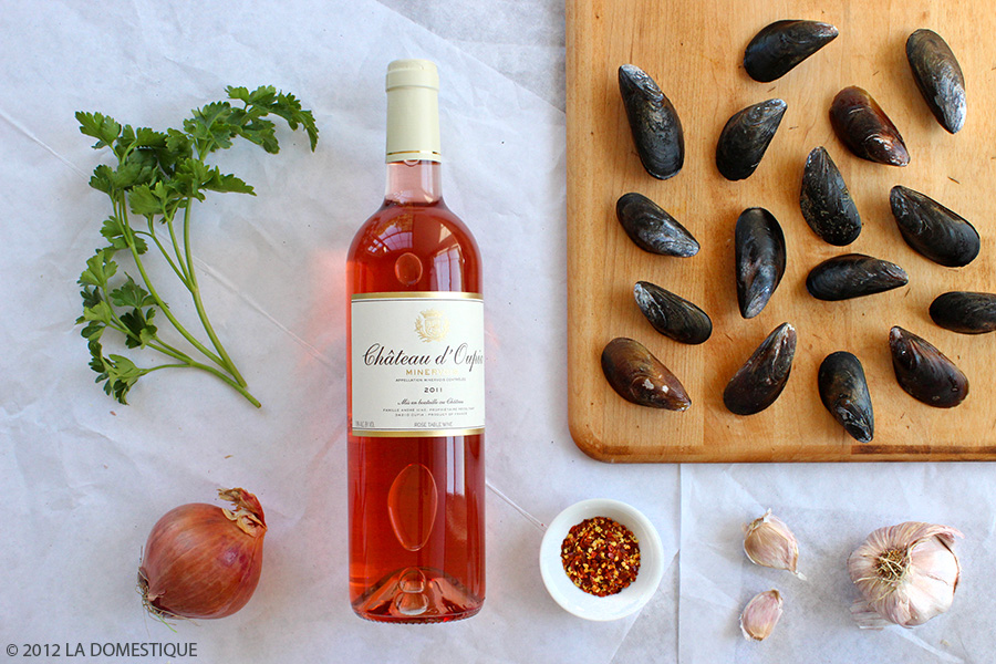 Ingredients for Mussels Cooked in Rosé (c)2012 LaDomestique.com
