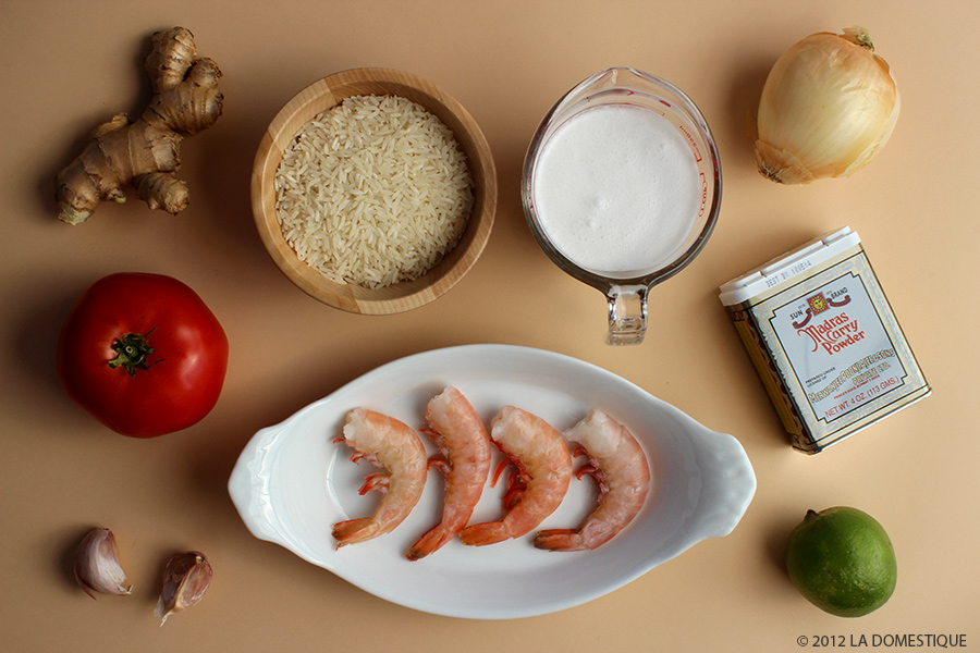 Ingredients for Shrimp Madras Curry (c)2012 LaDomestique.com