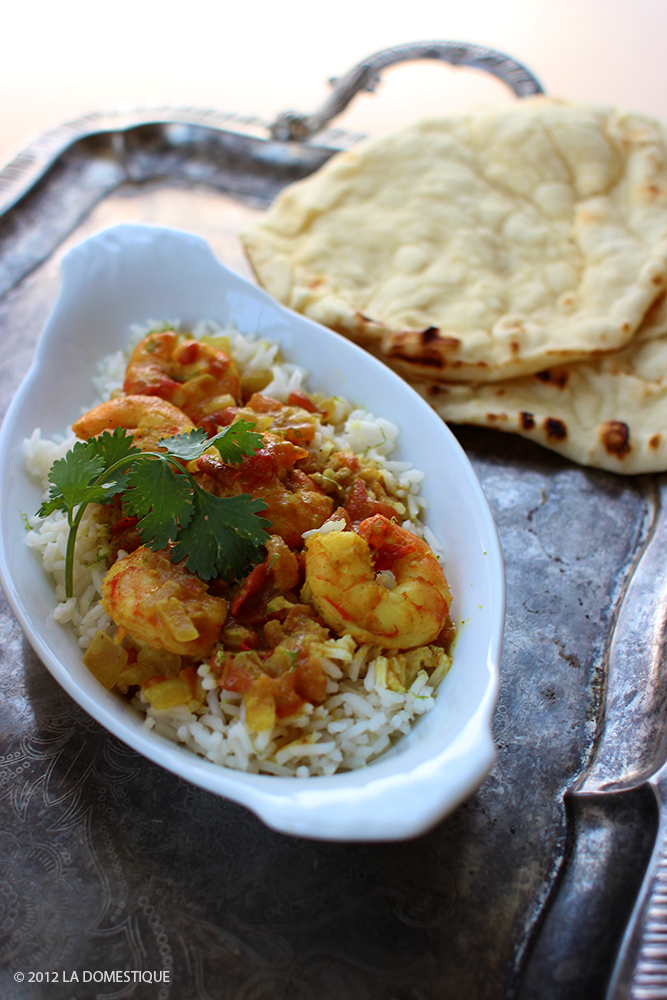 Shrimp Madras Curry with Naan Bread (c)2012 LaDomestique.com