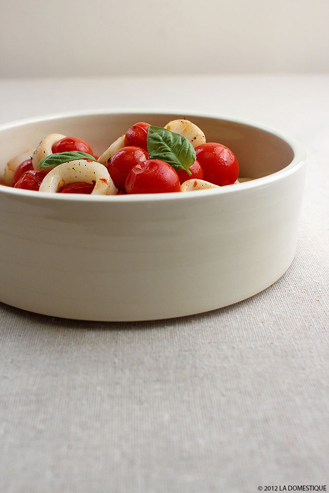 Grilled Squid with Tomatoes and Basil (c)2012 LaDomestique.com Grilled Squid with Tomatoes and Basil (c)2012 LaDomestique.com