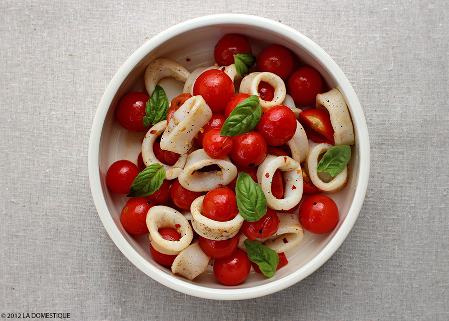 Grilled Squid with Tomatoes and Basil