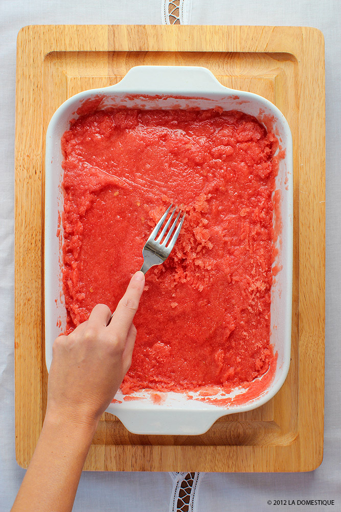 Scraping up the watermelon granita (c)2012 LaDomestique.com Scraping up the watermelon granita (c)2012 LaDomestique.com