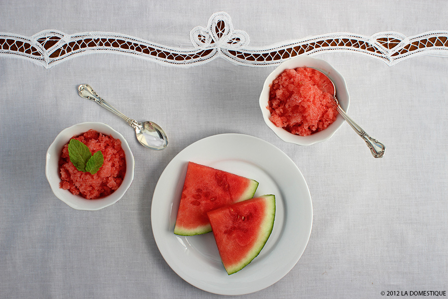Watermelon Granita with Mint and Lime (c)2012 LaDomestique.com Watermelon Granita with Mint and Lime (c)2012 LaDomestique.com