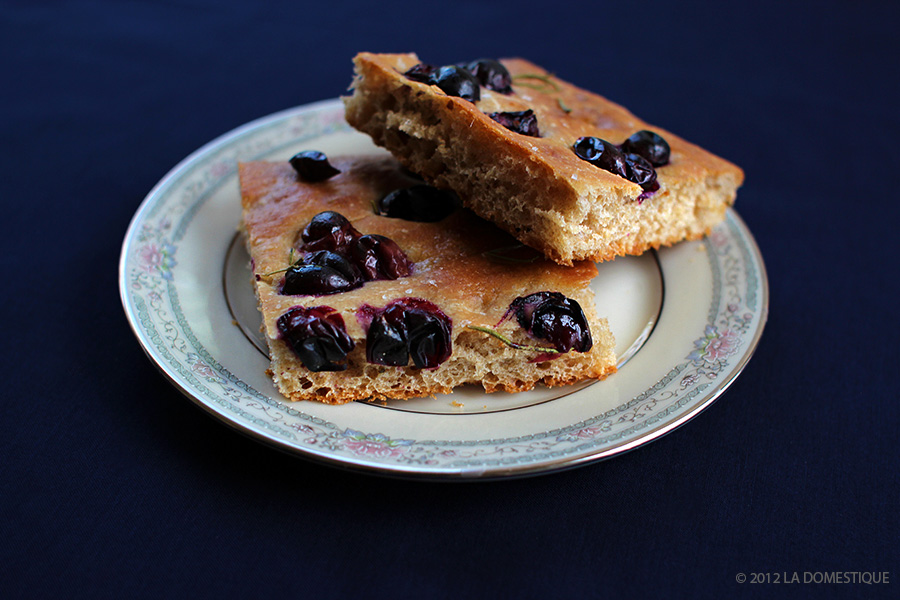 Honey Wheat Grape Focaccia with Rosemary (c)2012 La Domestique Honey Wheat Grape Focaccia with Rosemary (c)2012 La Domestique