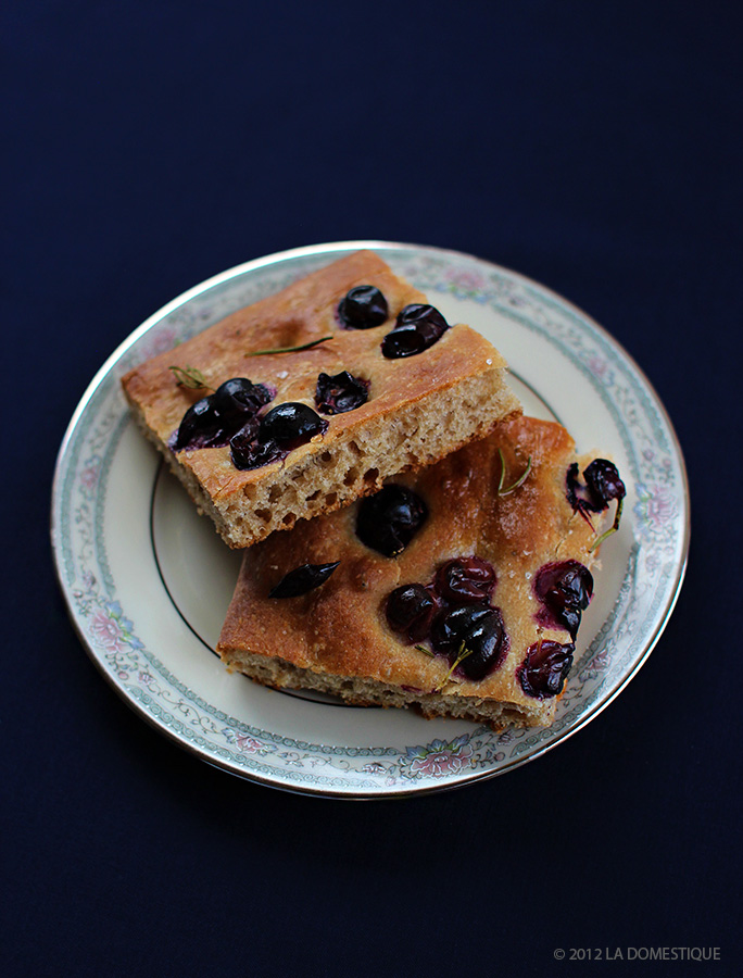 Honey Wheat Grape Focaccia with Rosemary (c)2012 La Domestique Honey Wheat Grape Focaccia with Rosemary (c)2012 La Domestique