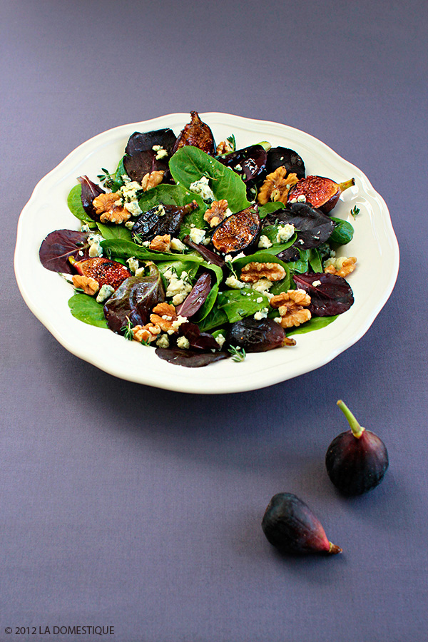 Grilled Fig Salad with Blue Cheese, Thyme, and Walnuts (c)2012 La Domestique Grilled Fig Salad with Blue Cheese, Thyme, and Walnuts (c)2012 La Domestique