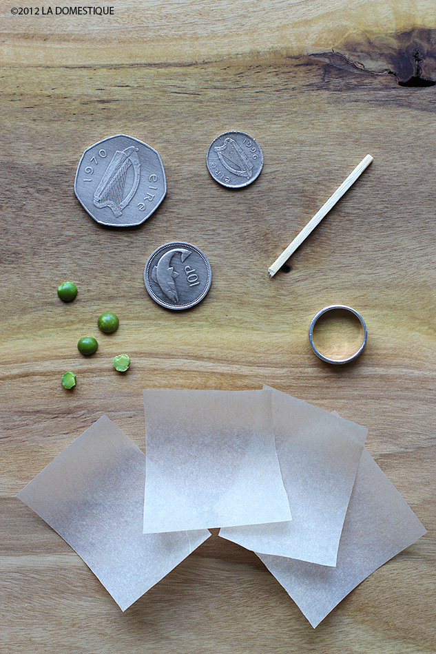 Tokens wrapped in parchment and baked in the Barmbrack (c)2012 La Domestique