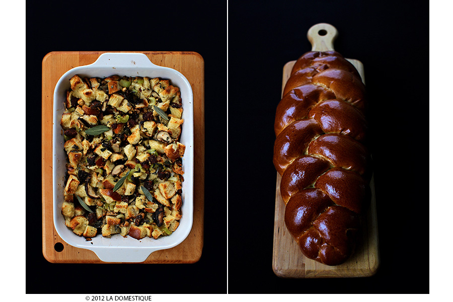 Kosher Challah Stuffing with Mushrooms and Hazelnuts (c)2012 La Domestique