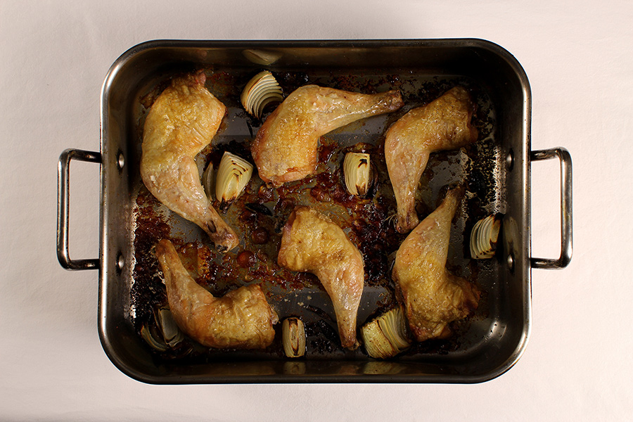 Roast Chicken Legs and Onions (c)2013 La Domestique