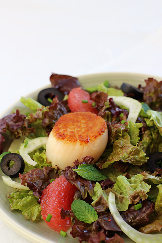 Winter Salad with Grapefruit and Seared Scallops (c)2013 La Domestique