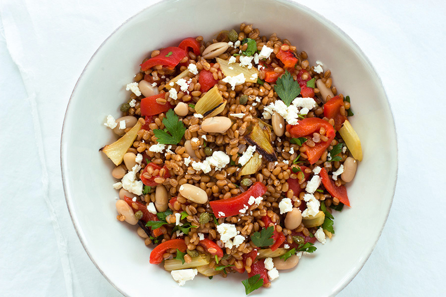 Wheat Berry Salad with Roasted Fennel and Red Bell Pepper (c)2013 La Domestique