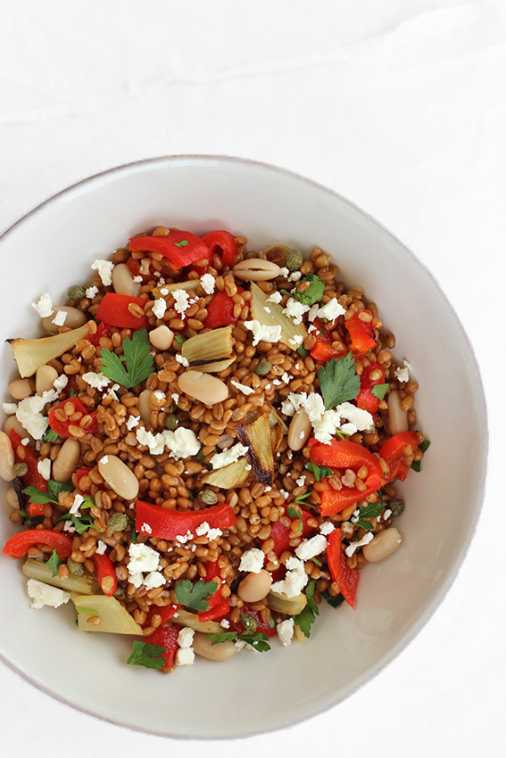 Wheat Berry Salad with Roasted Fennel and Red Bell Pepper (c)2013 La Domestique