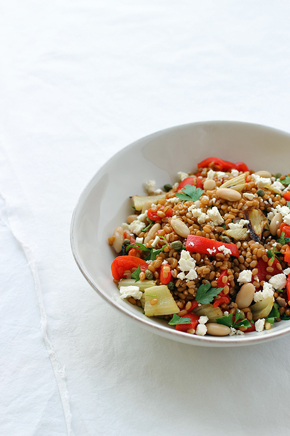 Wheat Berry Salad with Roasted Fennel and Red Bell Pepper (c)2013 La Domestique