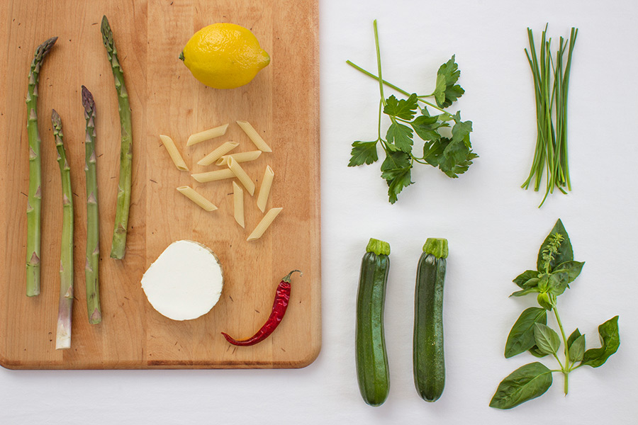 Ingredients for Pasta Primavera (c)2013 La Domestique