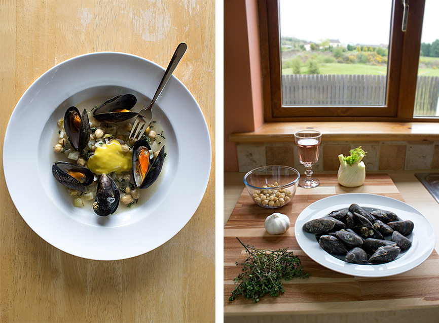 Mussels, Fennel and Chickpeas in Pink Wine, photo (c)2013 La Domestique