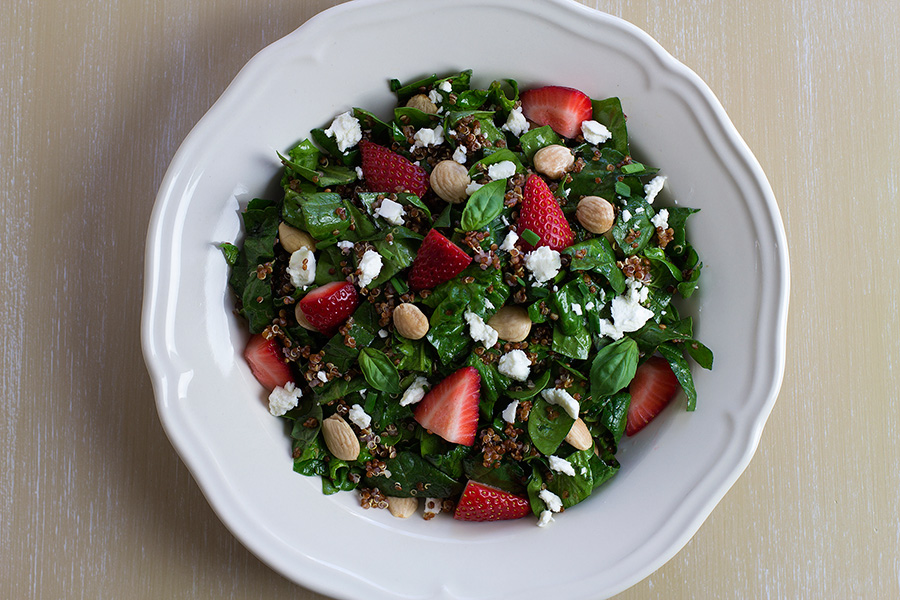 Strawberry, Spinach, and Quinoa Salad with Balsamic Vinaigrette