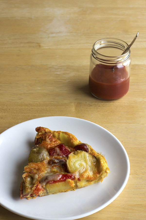 Spanish Tortilla with Red Peppers, Chorizo and Manchego (c)2013 La Domestique