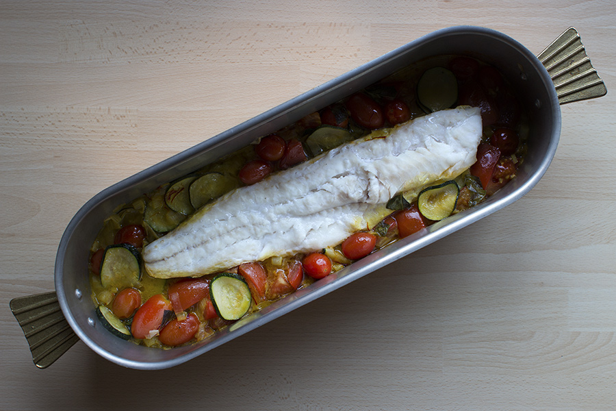 Poached Fish in Tomato Saffron Broth (c)2013 La Domestique