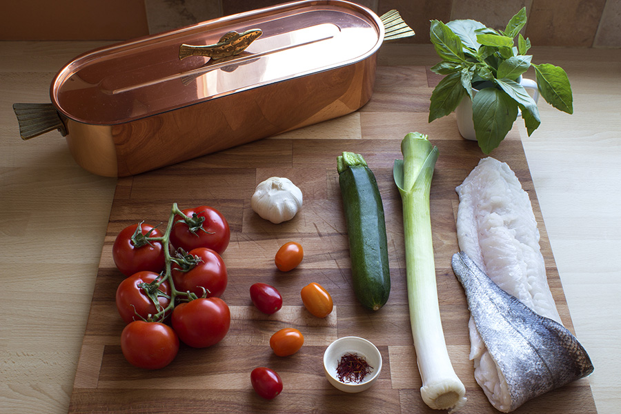 Ingredients for Poached Fish in Tomato Saffron Broth (c)2013 La Domestique