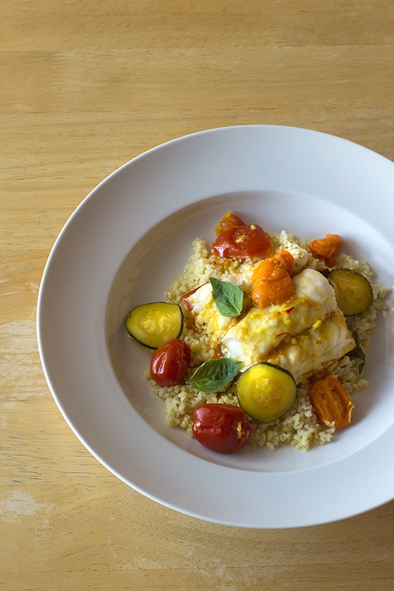 Poached Fish with Tomato Saffron Broth (c) 2013 La Domestique
