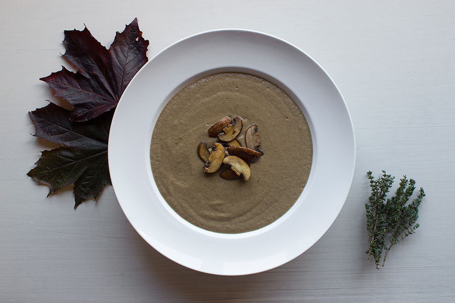 Autumn Mushroom Soup with Thyme and Brandy