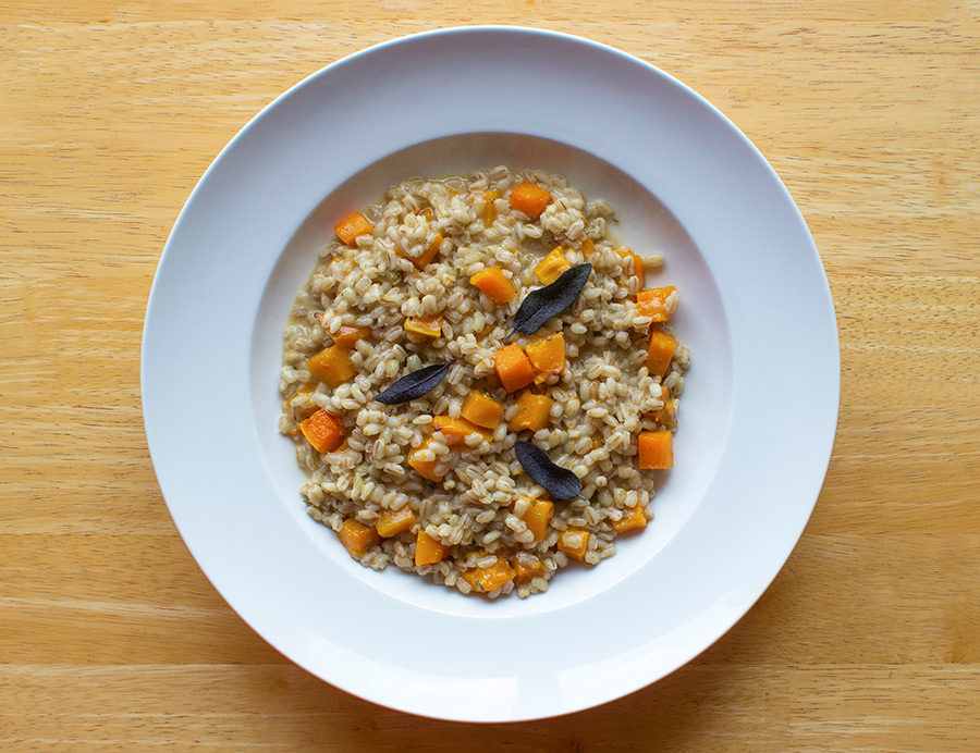 Pearl Barley Risotto with Irish Ale, Butternut Squash and Sage (c)2013 La Domestique