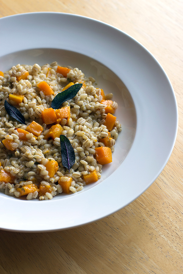 Pearl Barley Risotto with Irish Ale, Butternut Squash and Sage (c)2013 La Domestique