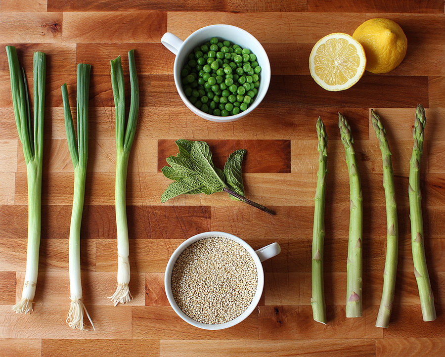Ingredients for Green Spring Salad with Quinoa ©2014 LaDomestique