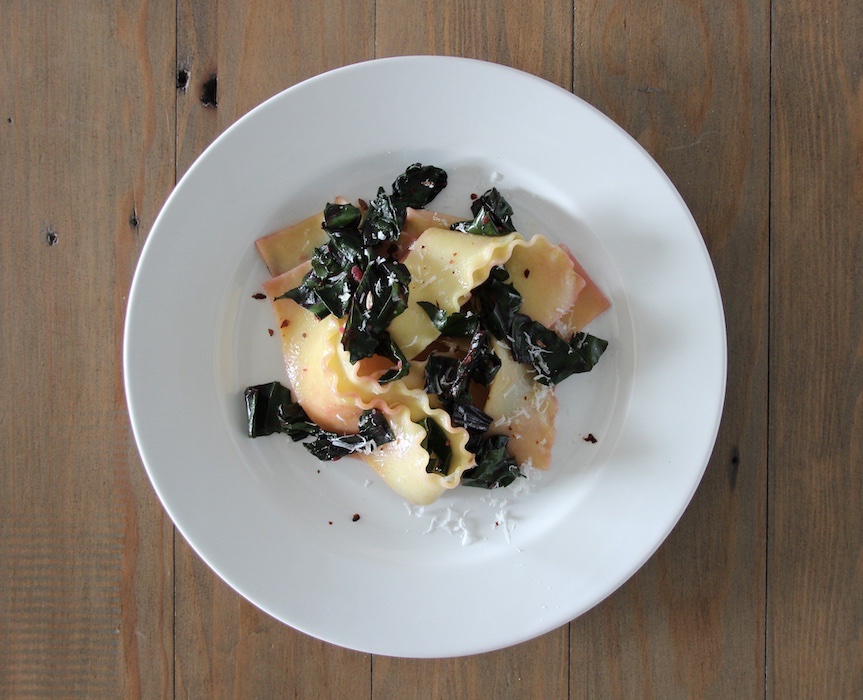 Lemony Pasta with Beet Greens, Fennel Seed, and Aleppo Peppers (c)La Domestique