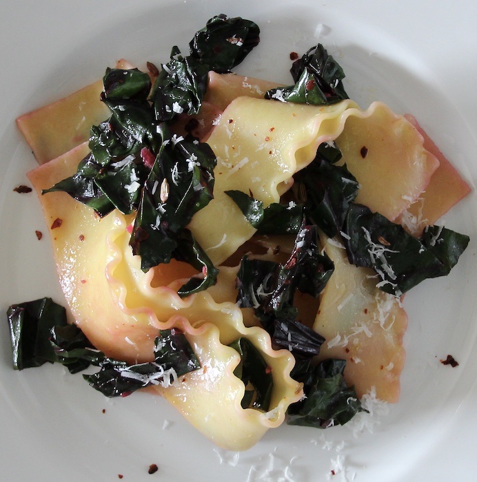 Lemony Pasta with Beet Greens, Fennel Seed, and Aleppo Peppers (c)La Domestique