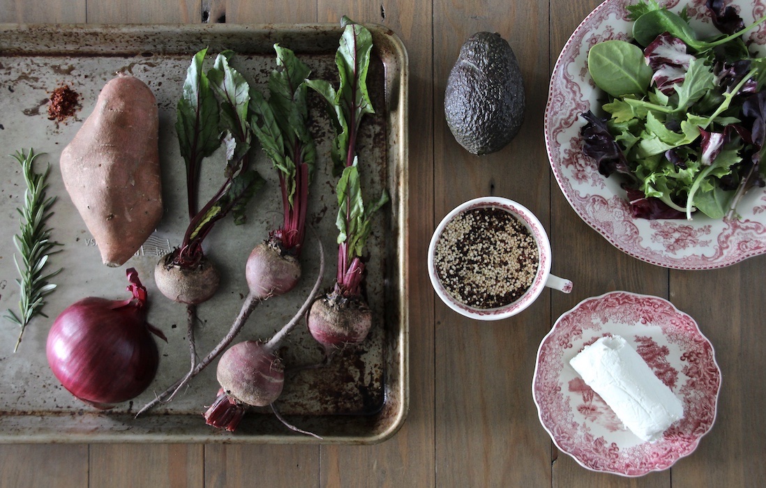 Ingredients Roasted Beet and Sweet Potato Salad with Quinoa and Balsamic (c) La Domestique
