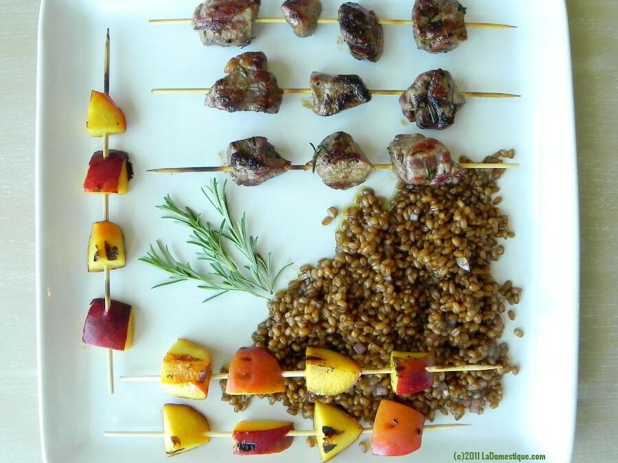 Grilled Lamb & Peach Kebabs